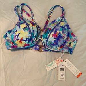 NWT Swim Systems underwire bikini top 34D removable pads can be worn 2 ways